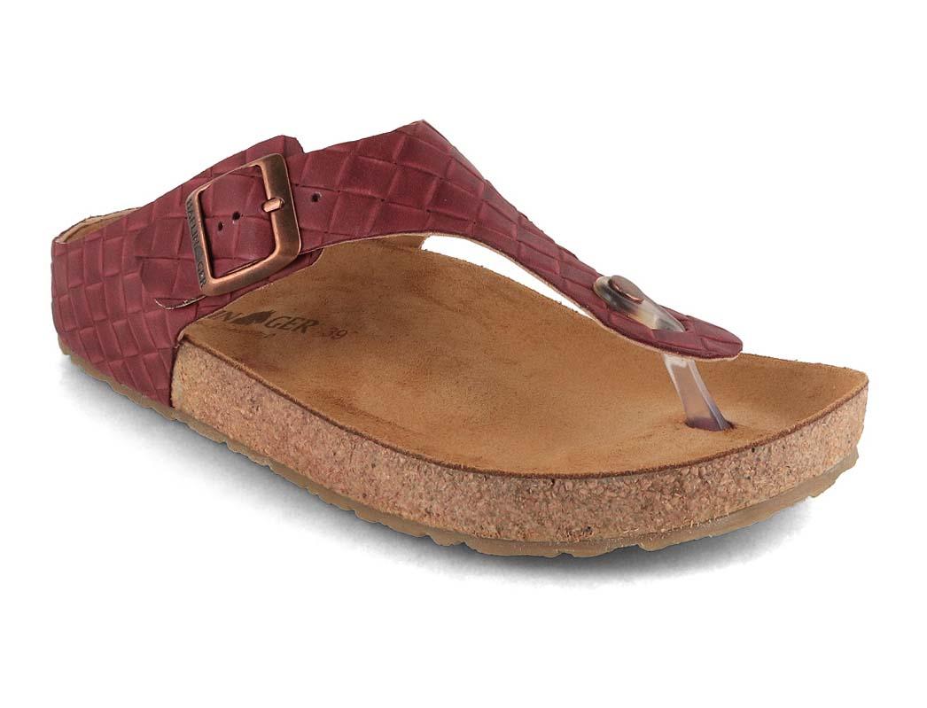 HAFLINGER Bio Memphis damesandaler, bordeaux flettet
