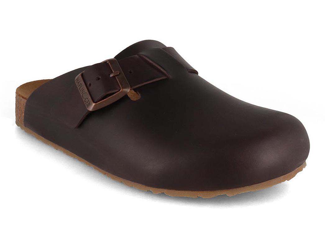 HAFLINGER dame-herretr�sko i l�der Porto, m�rkebrun