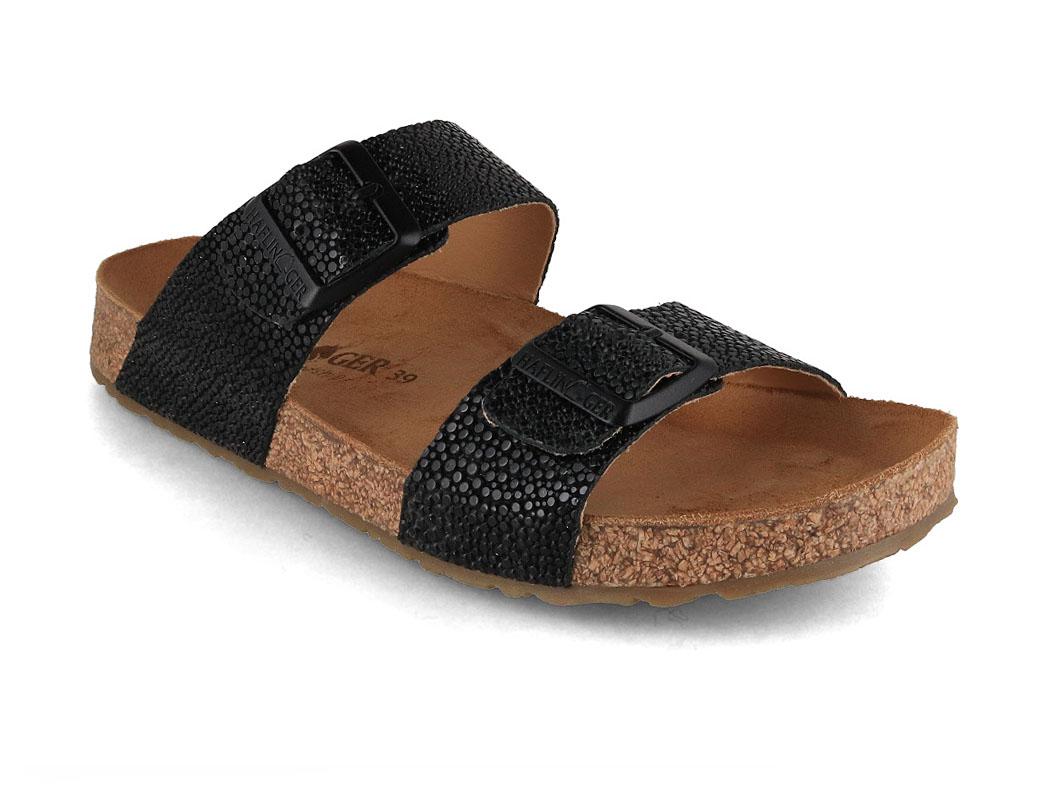 HAFLINGER damesandal Bio Andrea, sort raie