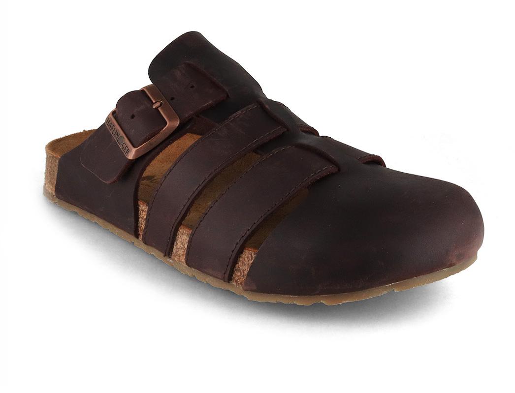 HAFLINGER herresandaler i l�der Lisboa, marron