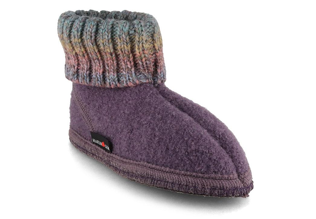 HAFLINGER hjemmesko i tricot� til b�rn, aubergine