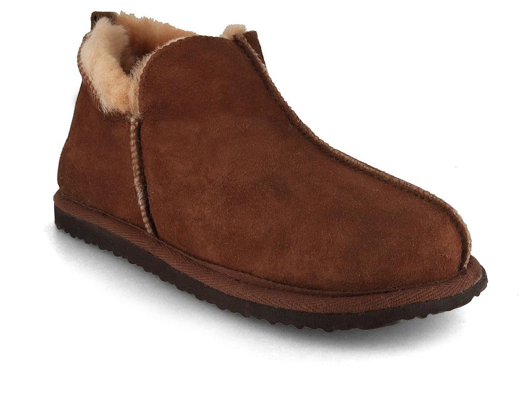 Lammbock� Shearlock hjemmesko i lammeskind, cognac