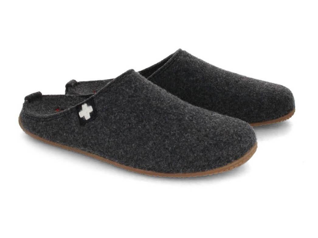 Living Kitzb�hel� Filtpantoffler med Schweizer Kors, antracit