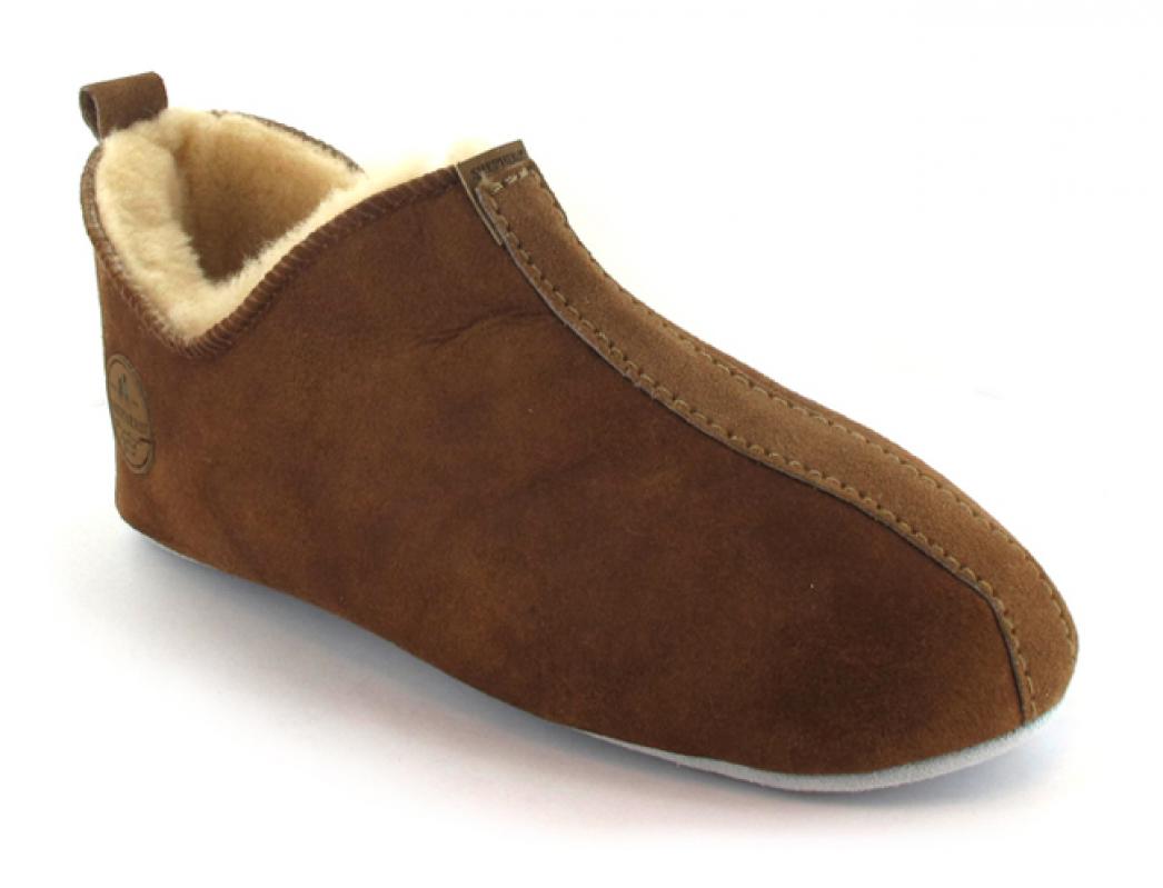 SHEPHERD� Dames f�reskindshjemmesko Lina, antik/cognac