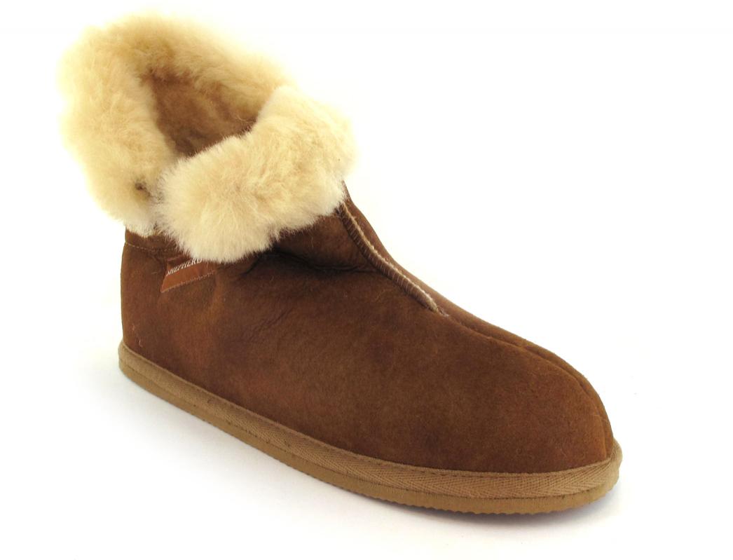 SHEPHERD� Dames f�reskindsslipper Bella, antik cognac/leo