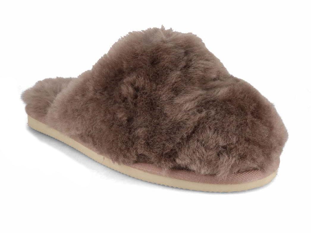 Thies� Dame Hjemmesko af lammeskind Fluffy, elefantgr�