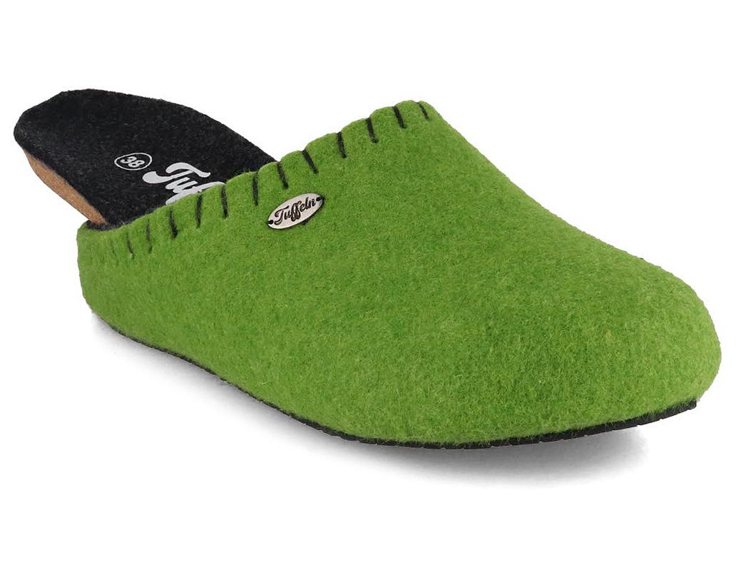 Tuffeln� Filtslippers med Korkfodseng �Pause�, Gr�n