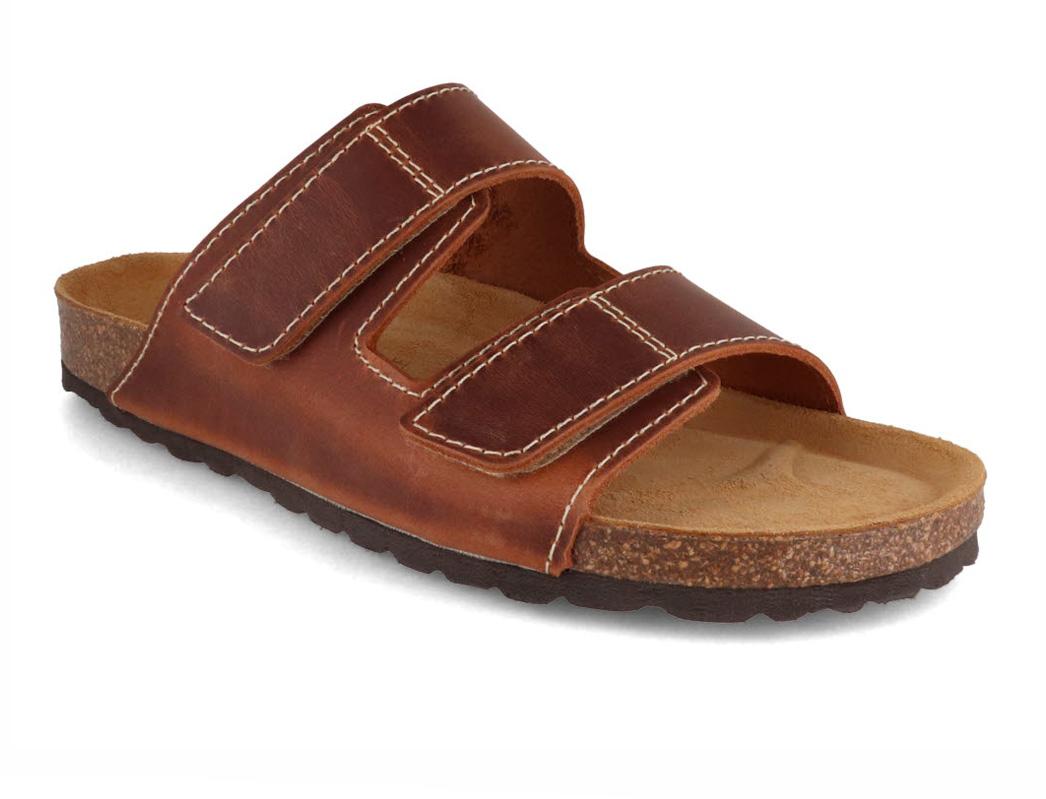 Tuffeln velcrosandal af l�der herret�fler 