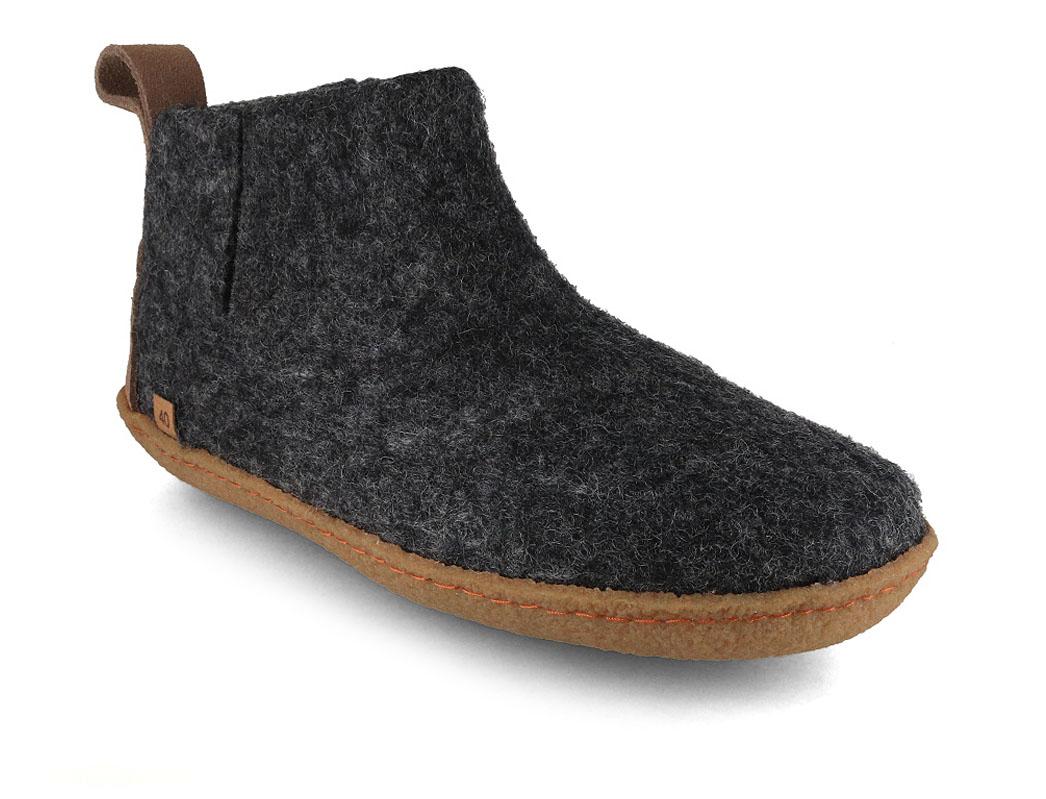 WoolFit� Yeti Barfodshjemmesko med Naturgummis�l, grafitten