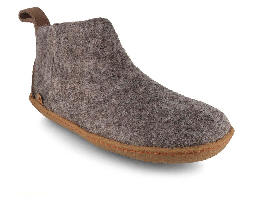WoolFit� Yeti Barfodshjemmesko med Naturgummis�l, sten gr�
