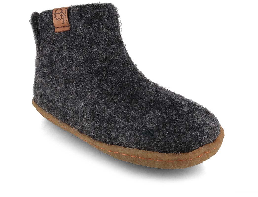 WoolFit� Yeti Kids hjemmesko til b�rn med gummis�l, grafit