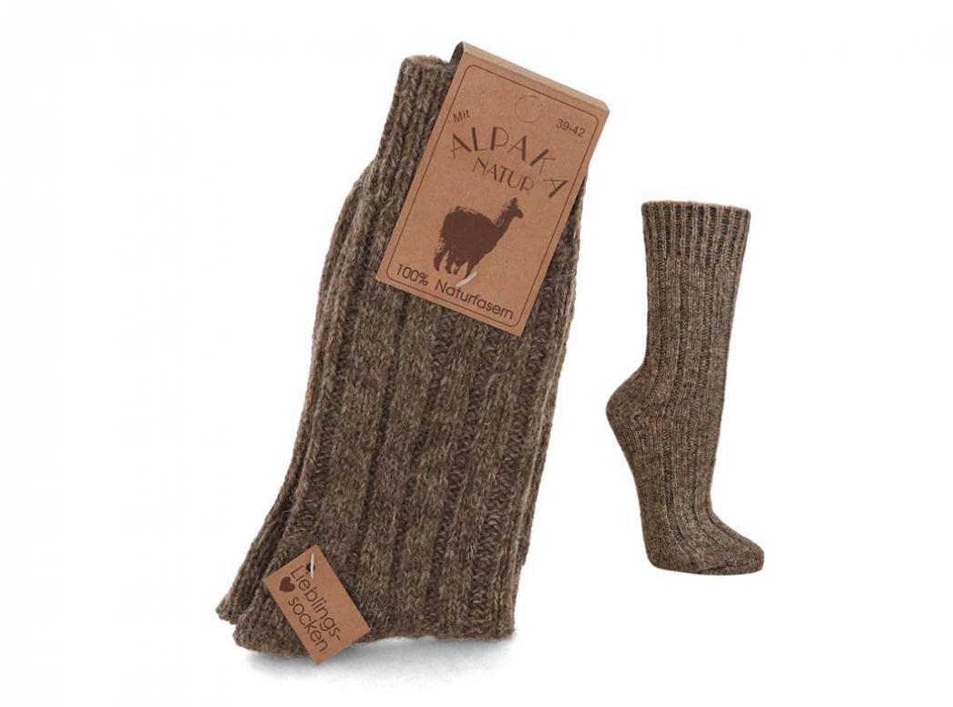 WoolFit� alpaka-uldsokker lavet af 100 % naturlig uld, ekstra varme, brunmelerede