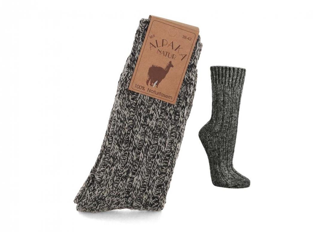 WoolFit� alpaka-uldsokker lavet af 100 % naturlig uld, ekstra varme, sort og hvid