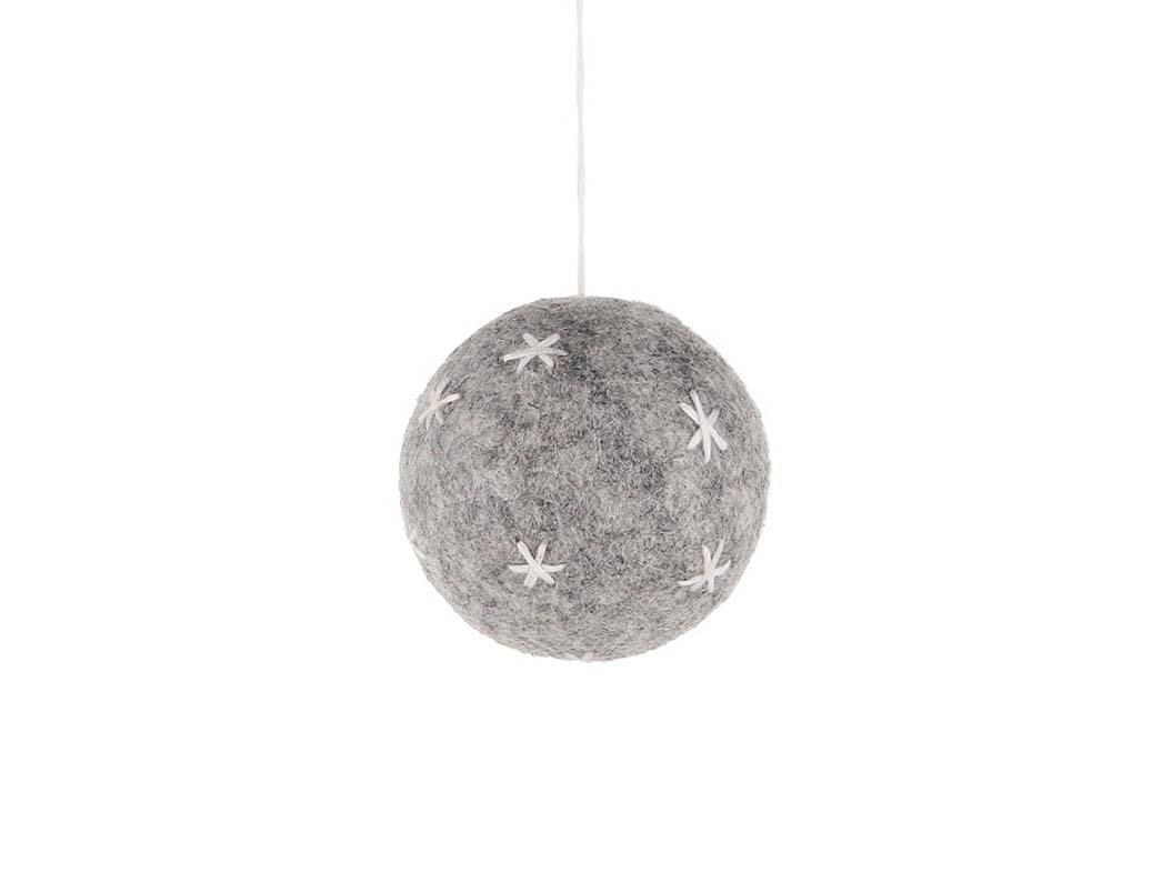 WoolFit� filt-julekugle med stjerner, gr�