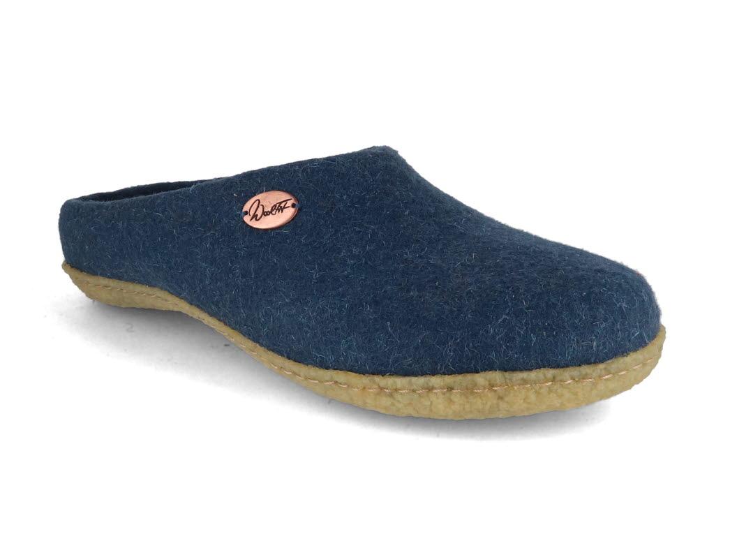 WoolFit� h�ndfiltet hjemmesko Classic med gummis�l, bl�