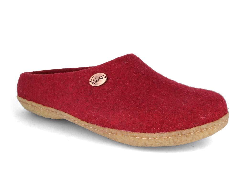 WoolFit� h�ndfiltet hjemmesko Classic med gummis�l, m�rker�d